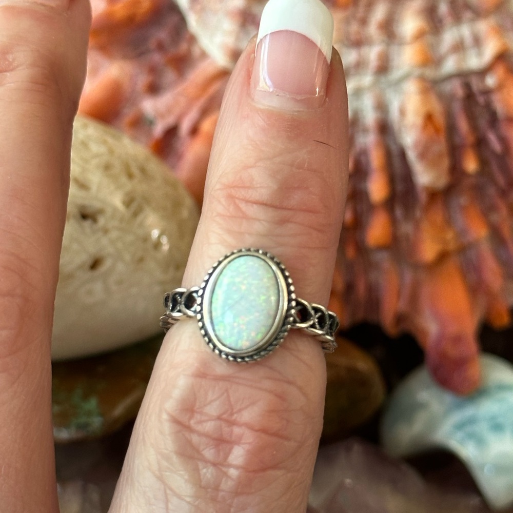 Opal 925 Solid Sterling Silver Ring - image 2